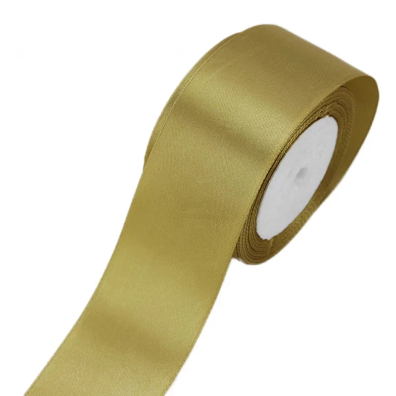 (25 yards/roll) pale gold Satin Ribbon Wholesale Gift Wrapping Christmas ribbons