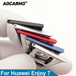 Aocarmo-Soporte de memoria SD para Huawei Enjoy 7, ranura de bandeja de tarjeta Nano Sim, pieza de repuesto de SLA-AL00