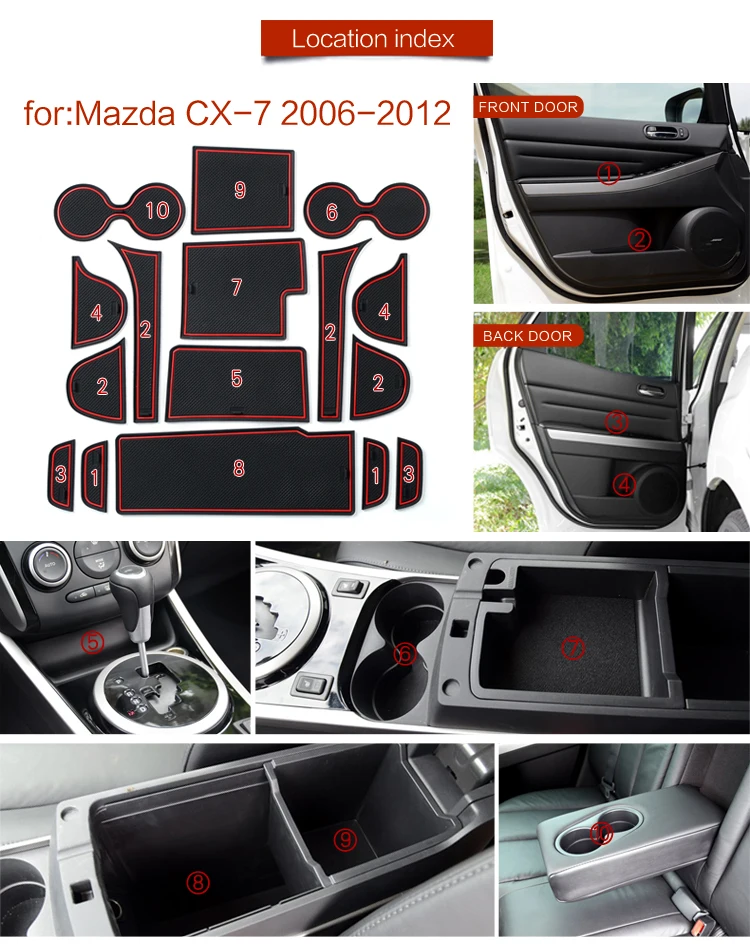 Anti-Slip Gate Slot Cup Mat For Mazda CX-3 CX-7 2006-2019 CX3 CX7 Interior Accessories Rubber Car Sticker Non-slip Pad