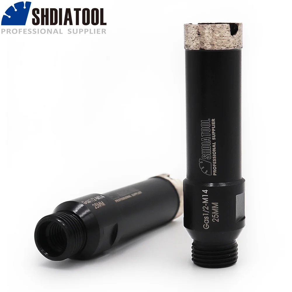 SHDIATOOL 2pcs Diamond Welded Drilling Core Bits (Wet) Gas 1/2 and M14 Thread Hole Saw For Drilling Granite and Marbel