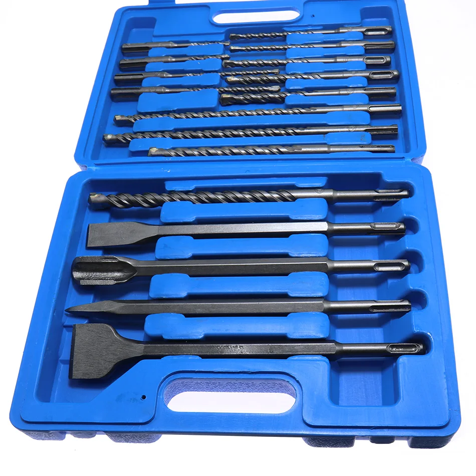 17pcs Set di punte per trapano a percussione elettrico Sds scalpello scatola di plastica gambo impatto rotante calcestruzzo muratura scanalatura nuovo