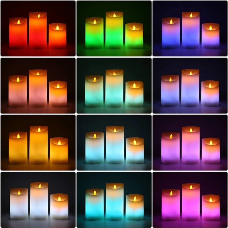 Imagem -05 - Controle Remoto Flameless Led Velas Luz Branco Quente Mais Multicolorido Cera Parafina Bateria Operar Luzes de Vela Led Elétrico