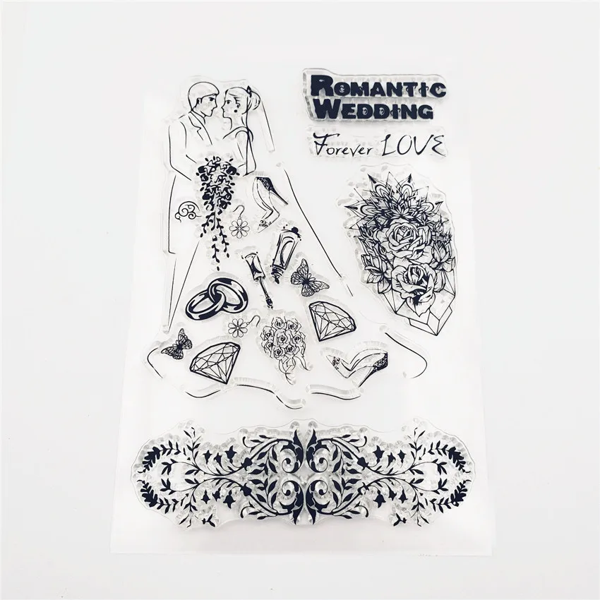 Romantic Wedding Transparent Clear Silicone Stamp Seal for DIY Scrapbooking Photo Album Decorative Clear Stamp