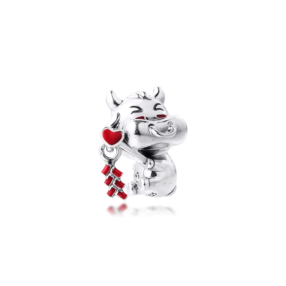 2021 Cow Valentine's Day Gift Family  Jewelry Components 100% Real S925 Sterling Silver Charms for Jewelry Making