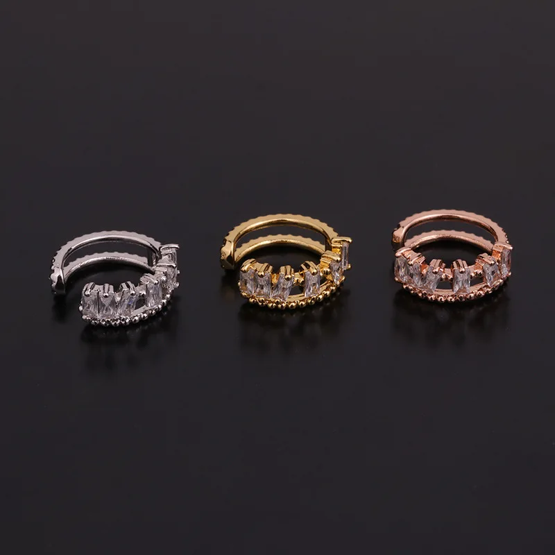 1 PCS Cute U Shape No Piercing Wide Ear Bone Cuff Clip Earring Simple Mirco Pave CZ Circle Copper Ear Clip Jewelry