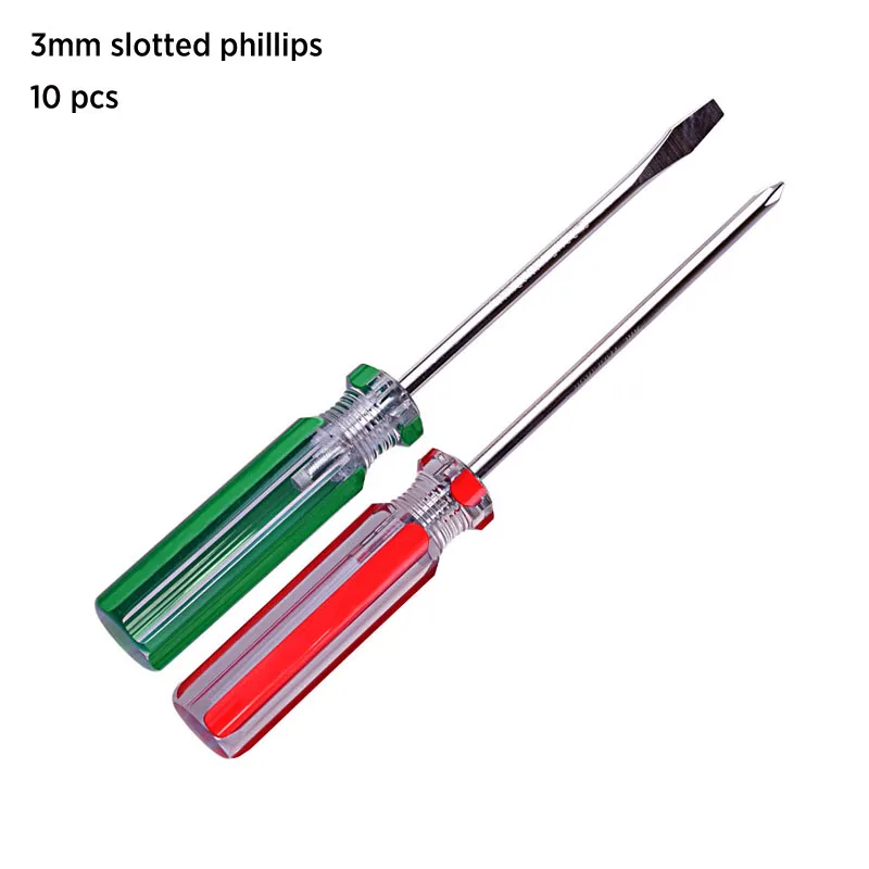 (10 pcs/ pack) 3mm Slotted Phillips Screwdriver Magnetic Tip Screw Driver Repair Tool set Durable Cross Head Flat Screwdrivers