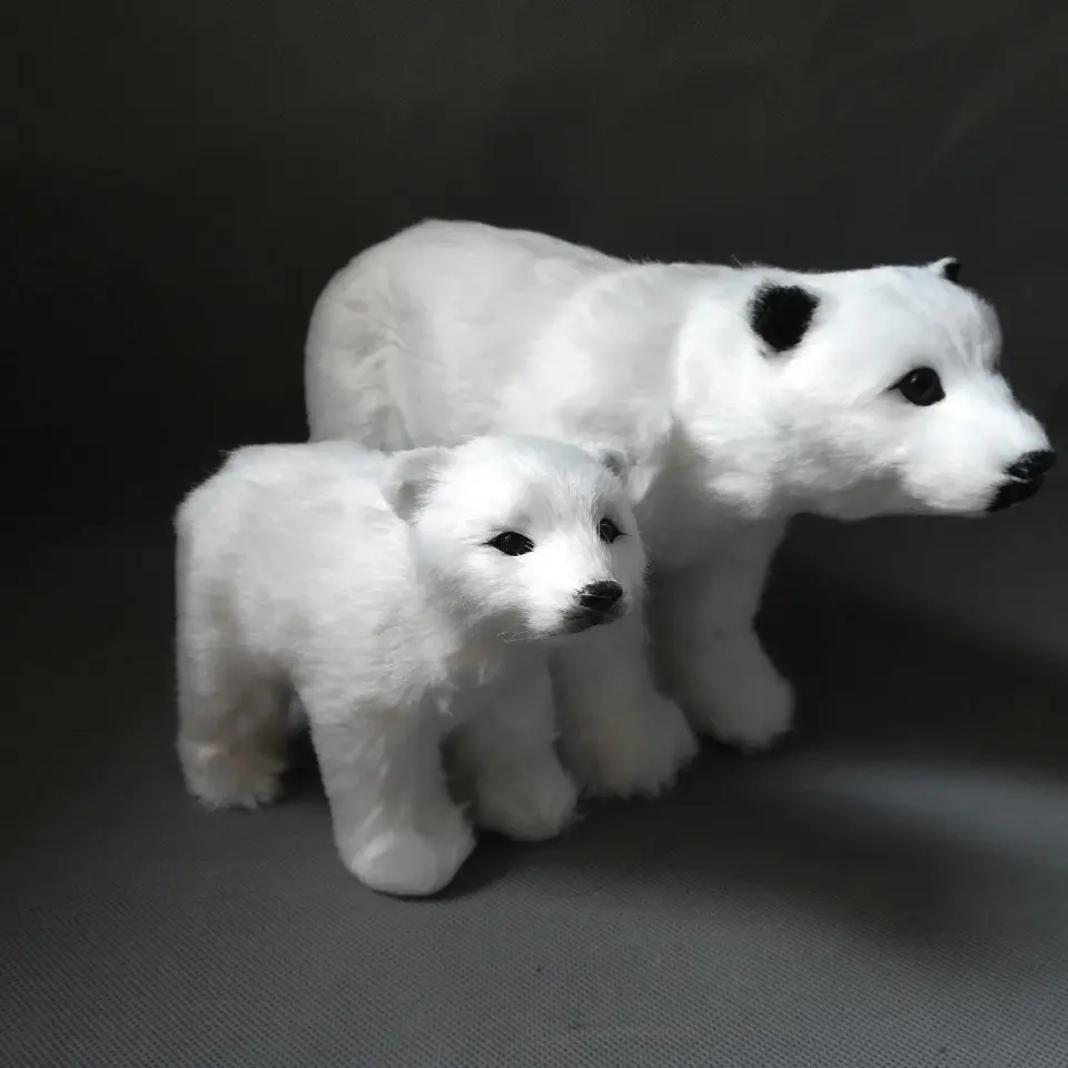 polyethylene&artificial furs white polar bear toy hard model ornament prop home decoration Xmas gift e1139