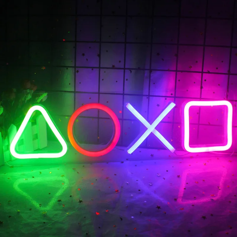 Imagem -04 - Jogo Ícone da Lâmpada de Néon Luz Sinal Controle Decorativo Luzes Coloridas Jogo Lampstand Led Barra Luz Clube Decoração da Parede Ps4