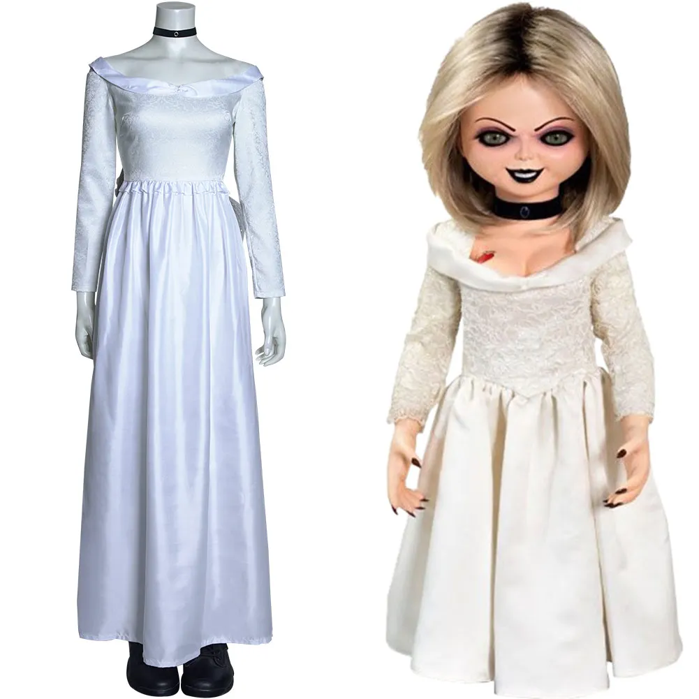 Bride of Chucky Tiffany Cosplay Costumes Long Dress Halloween Suit Outfit