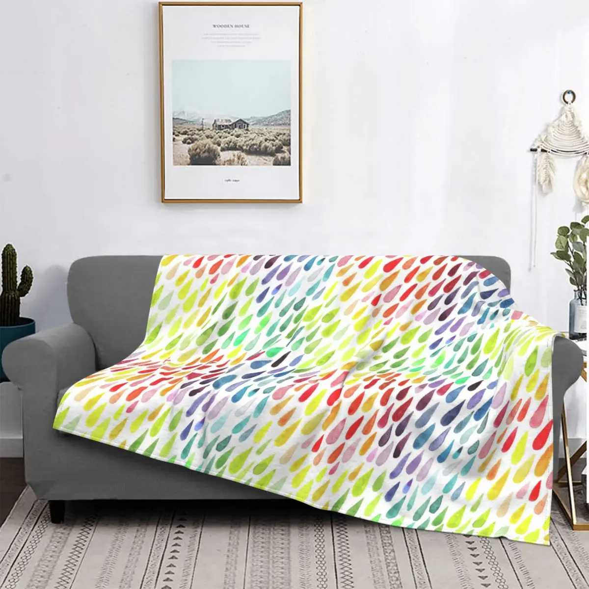 

Paint Splash Watercolor Drops Blankets Fleece Decoration Ultra-Soft Throw Blankets for Bedding Bedroom Plush Thin Quilt