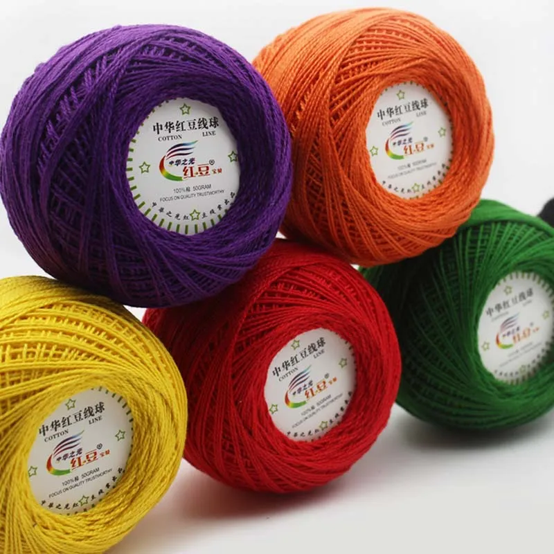 50g Worsted Middle Thin Lace Cotton Yarn Cotton Thread Crochet Thread for Hand Knitting Sewing Thread Width 1.5mm #5