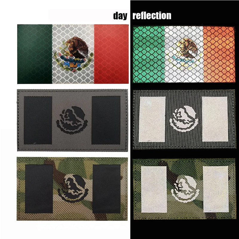 Infrared Reflective Patch of Mexico Flag National Tactical Army Infrared Reflective Emblem Appliques DIY Clothes Adorn