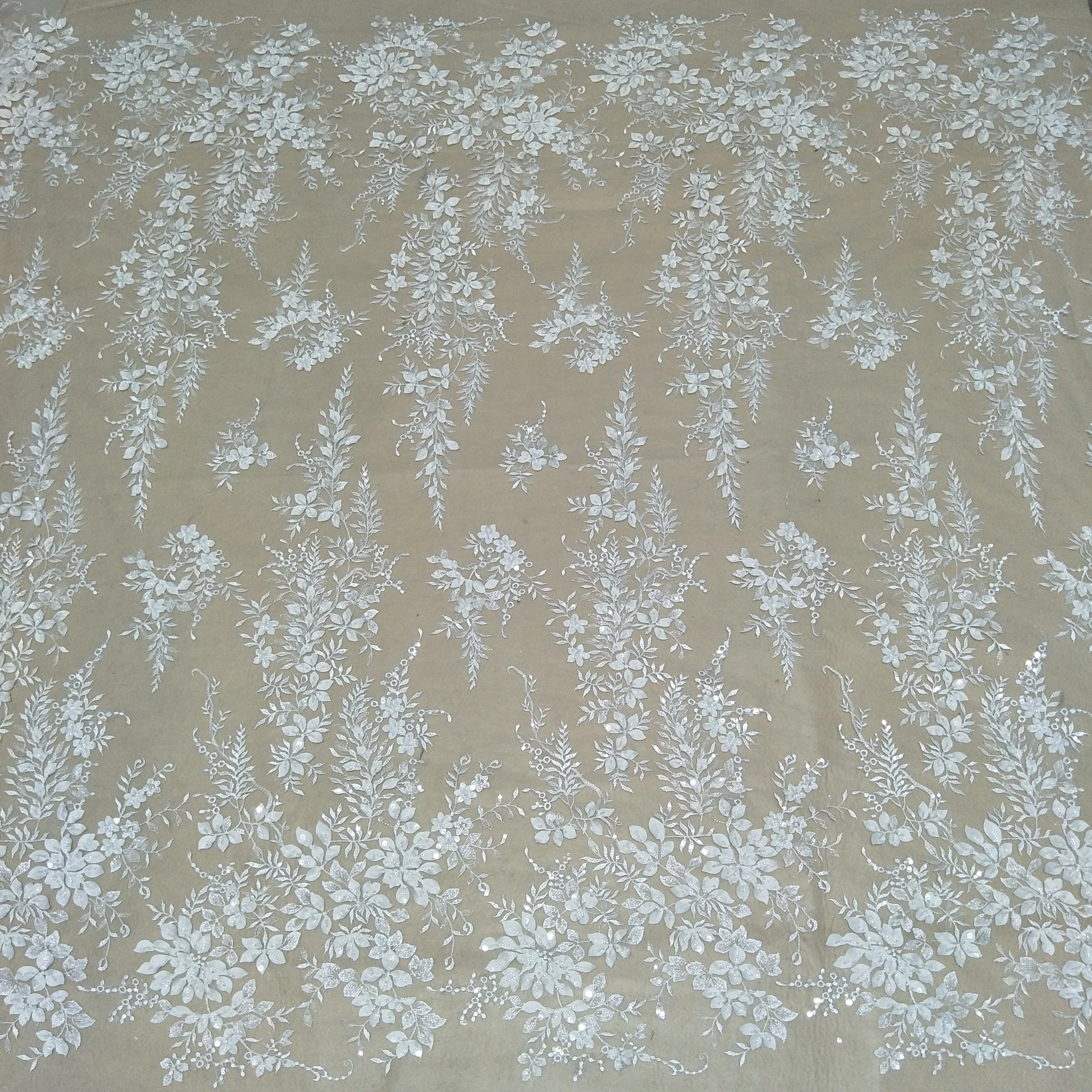 Sequined Lace Fabric for Wedding Dress, Bridal Dress, Sale by Yard, New Arrival