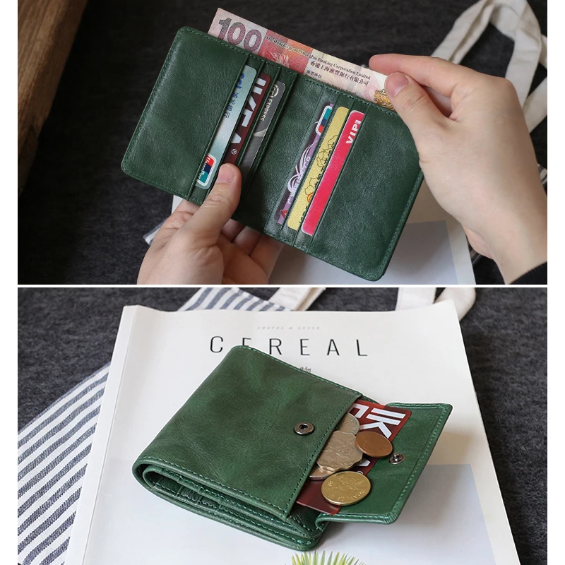 New Fashion Men's Wallets Genuine Leather Male Clutch Wallet Wrinkle Cowhide Casual Bifold Credit Card Coin Purse Money Bag