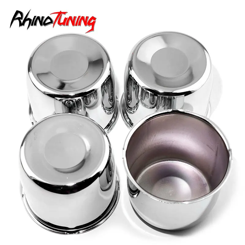 4pcs Push-In Center Cap For 4.25in 108mm Trailer/Truck Hub Cover Tall 3.66in Dust Refits Carbon Steel Car Accessroies Chrome