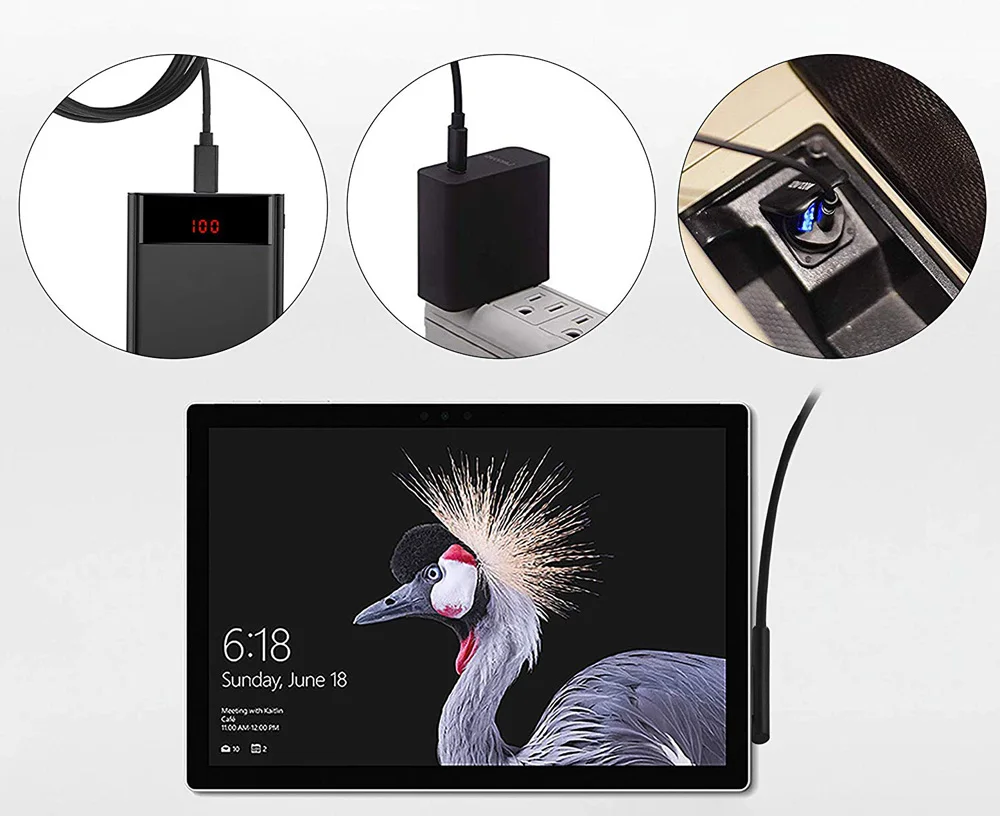 Cable de carga portátil de 12V y 2.5A, adaptador de carga rápida para Microsoft Surface Pro6 Pro5 Pro4 Pro3 Book 2019, nuevo