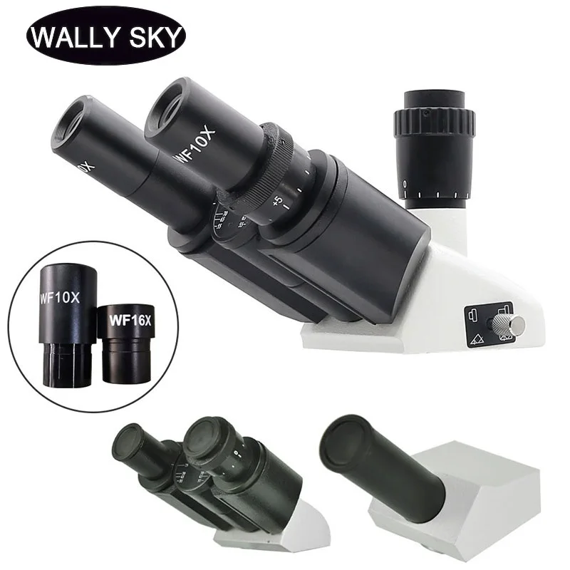 Microscope Trinocular Head Free Monocular Head Binocular Head for Biological Microscope with WF10X WF16X Large Field Eyepiece