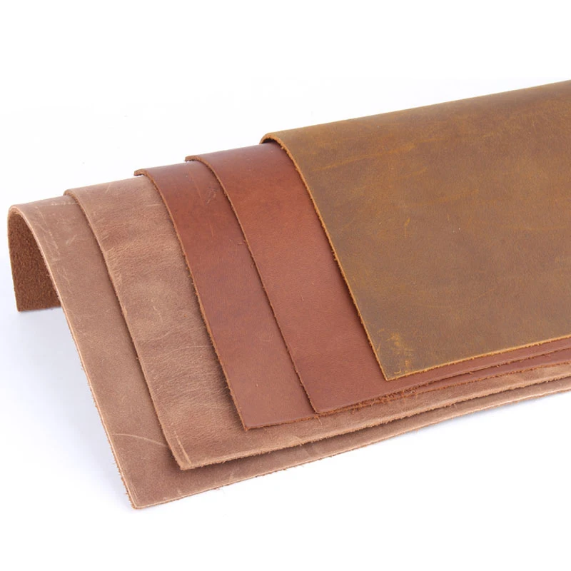 Natural Cow Skin Leather for DIY, Crazy Horse Leather Craft, Belt, Wallet, Bag, Shoes, Notebook, 1.5-2.0mm