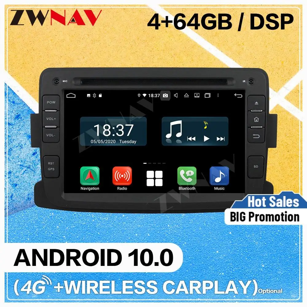 Carplay Android 10.0 screen Car Multimedia DVD Player for RENAULT DUSTER 2014 2015 2016 BT GPS Navigation Radio Stereo Head unit