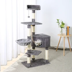 Domestic Delivery Cat Tree Luxury Cat Tower with Double Condos Spacious Perch Fully Wrapped Scratching Sisal Post and Replacea