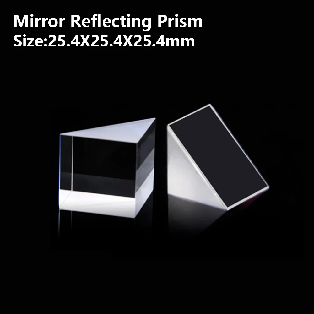 Mirror Reflecting prism Isosceles right angle optical glass visual angle Detection prism Reflecting slope 90° 25.4x25.4x25.4mm