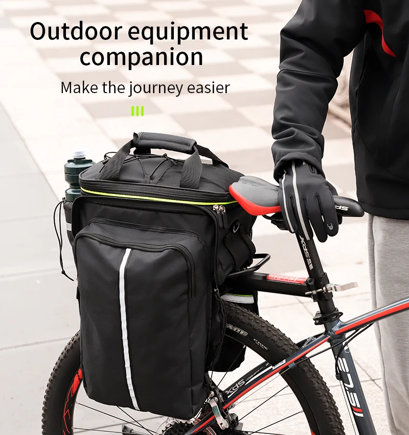 WEST BIKING Waterproof Bicycle Saddle Bag 20L Large Capacity Tail Rear 3 in 1 Trunk Bag Road Mountain Luggage Carrier Bike Bags