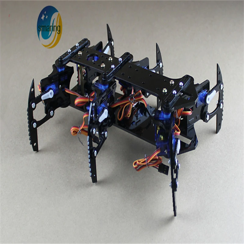 DIY 18 DOF Spider Robot Acrylic Hexapod Robotic Model DIY Kit RC Toy Eduaction Teaching Experiment Project Platform Remote