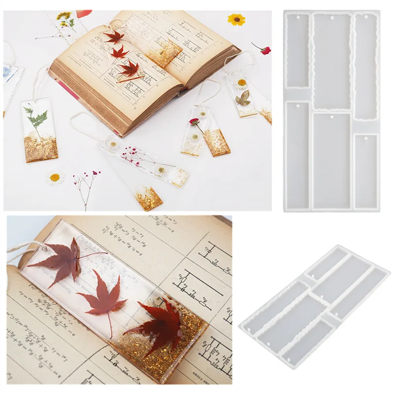 

DIY Resin Crystal Silicone Mold Bookmark Tag Irregular Rectangular Bookmark Mirror Silicone Mold For Resin