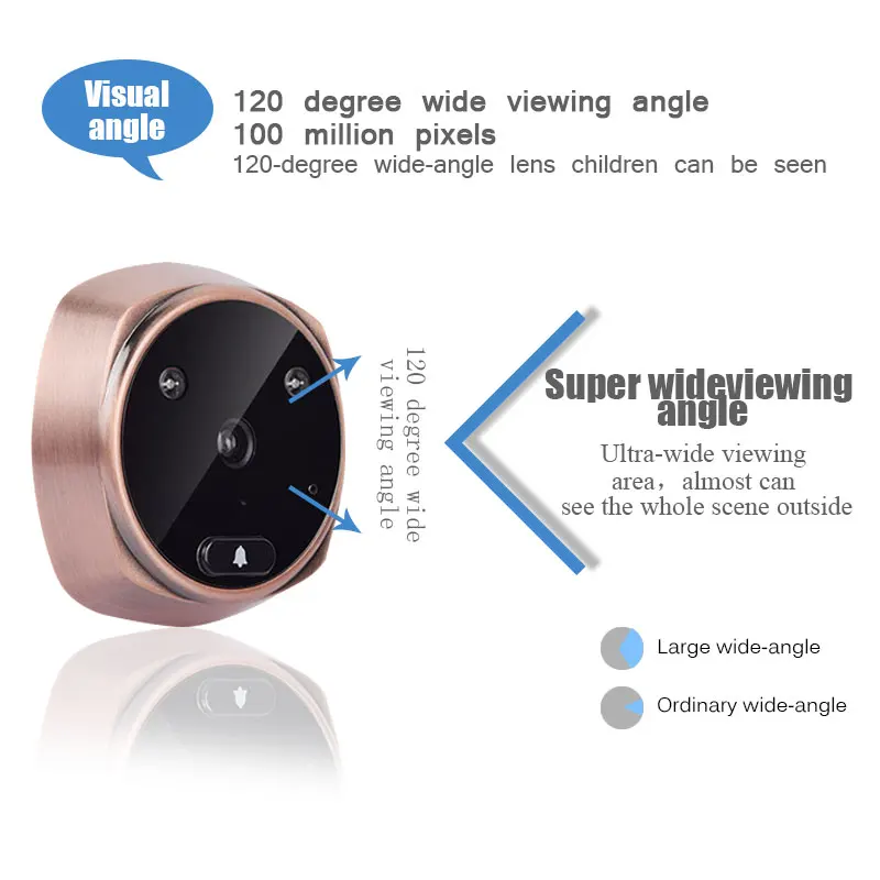 Inteligente eletrônico digital casa visual campainha da câmera campainha 120 graus visor de 2.8 polegadas de vídeo tela de visão noturna