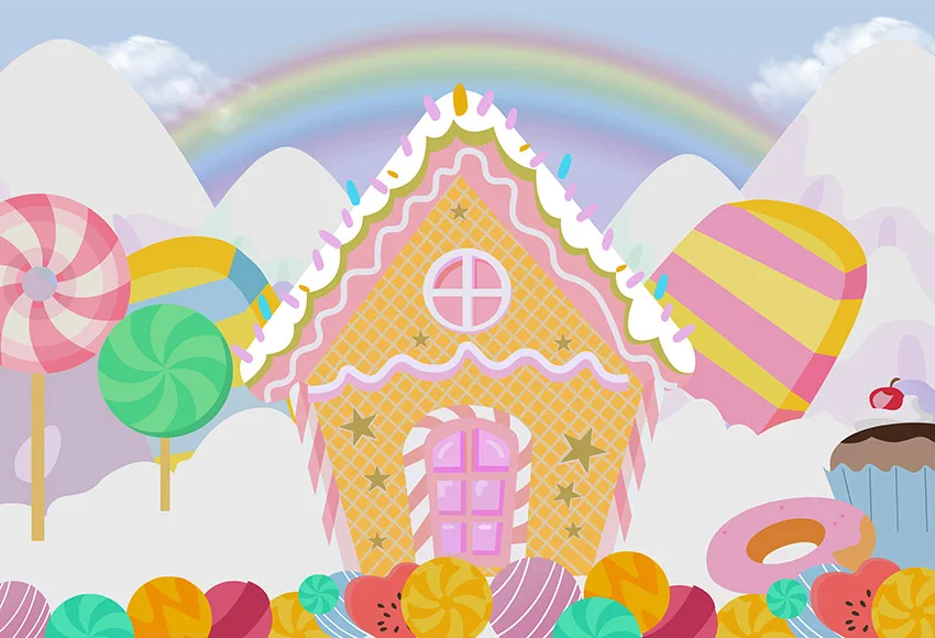 Avezano-fondo fotográfico con diseño de chubasquero, telón de fondo con diseño de pastel de Casa dulce, piruleta, Donuts, cumpleaños, Baby Shower, Retrato, Photozone