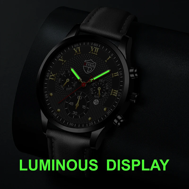 Watches for Men Business Leather Quartz Wristwatch Calendar Date Luminous Clock Luxury Mens Casual Bracelet Watch reloj hombre