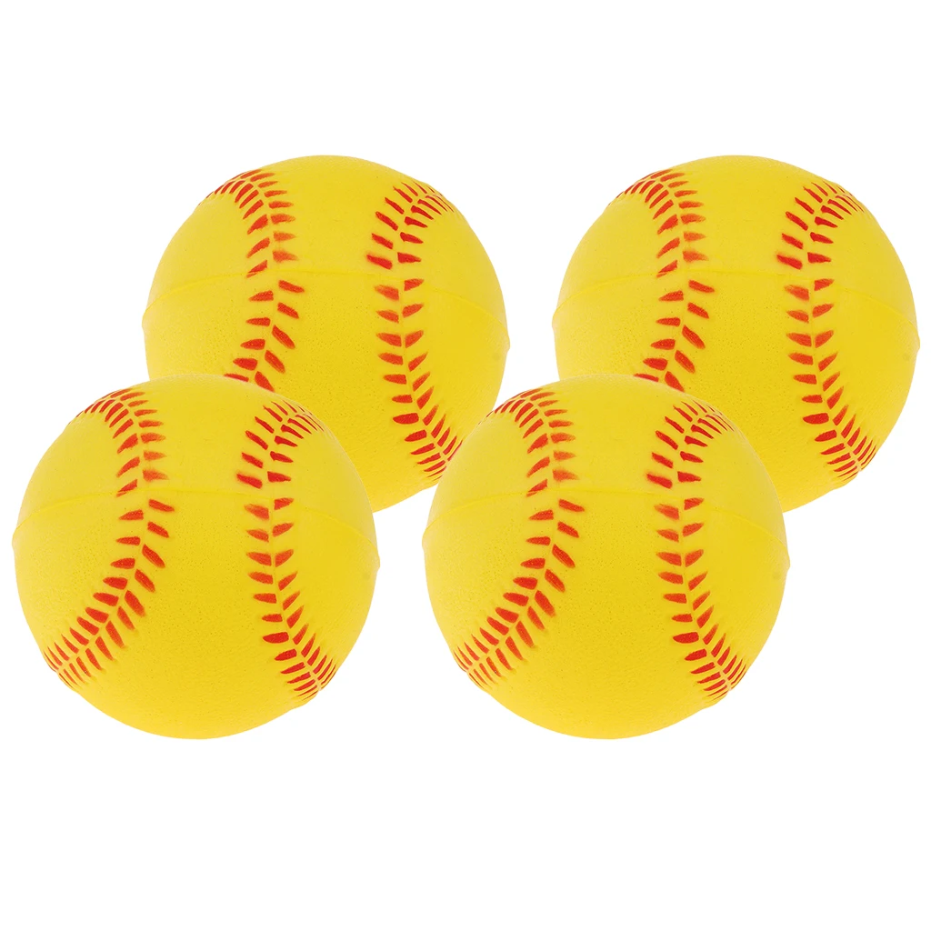 Pelota hinchable de seguridad para ejercicio, práctica de bateo, béisbol y Softball, color amarillo, 4 unidades