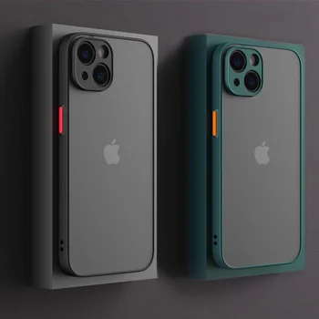 Shockproof Armor Matte Case For iPhone 13 12 11 Pro Max XR XS X 7 8 Plus SE Mini Luxury Silicone Bumper Clear Hard PC Cover Capa 1