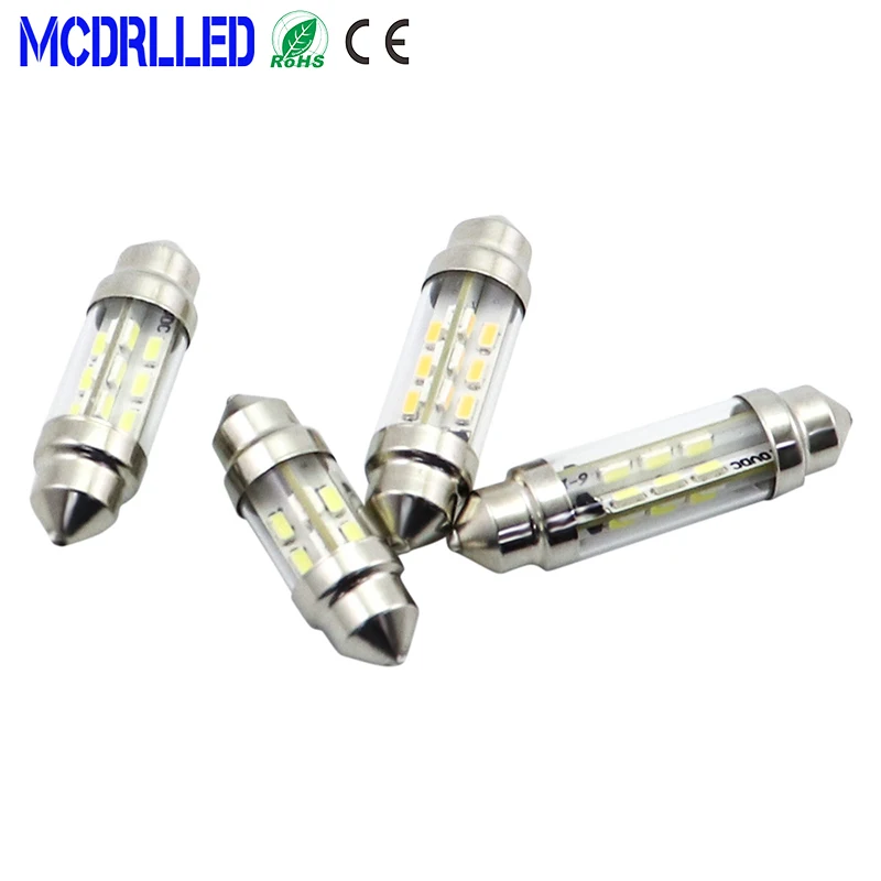 Mcdrlled Festoon 6V 12V 24V C5w C10w Car Reading LED Boat Light Trunk Lamp 1.5W White 36mm 39mm 42mm Auto Bulbs