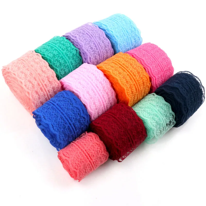 40mm width Inelastic Embroidered Lace Fabric Trim Ribbon Tape Garment Accessories for wedding decoration 10yard/lot DIY