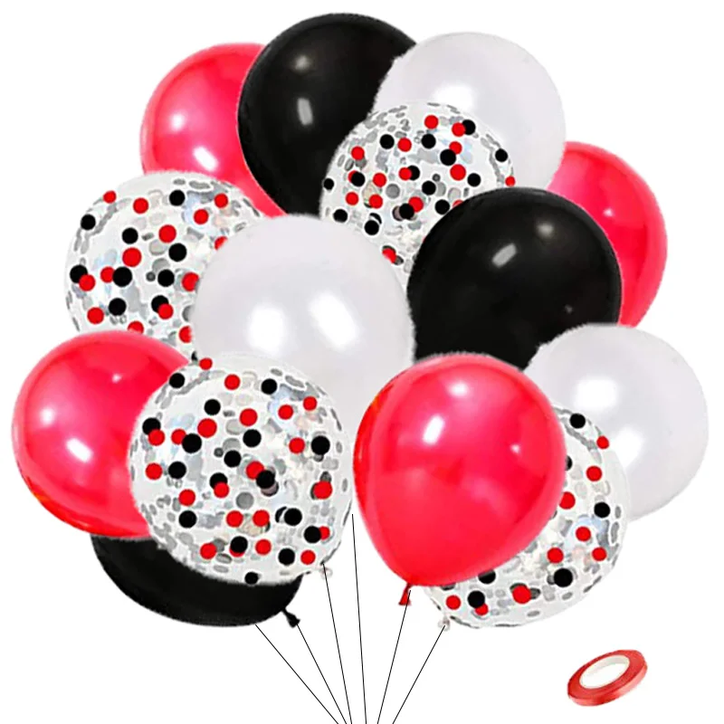 16Pcs/lot Circus Balloons Casino White Black Red Confetti Balloon for Baby Shower Birthday Party Decor Kids Air Globos Toys