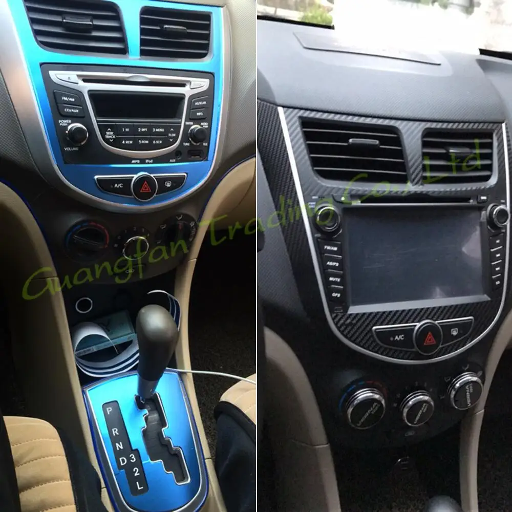 For Hyundai Verna 2010-2016 Car-Styling 3D/5D Carbon Fiber Car Interior Center Console Color Change Molding Sticker Decals