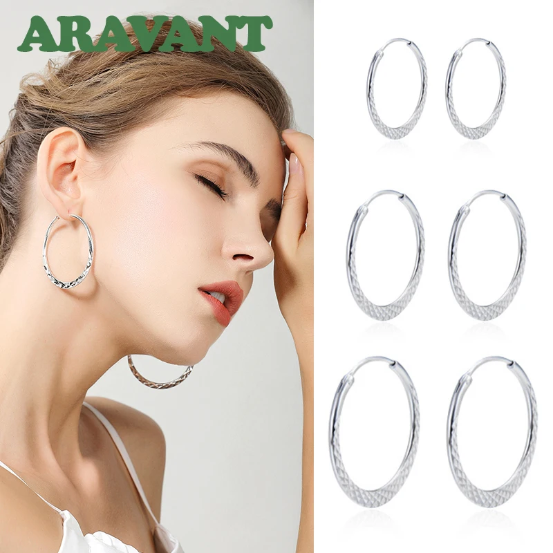 925 Silver 40mm 45mm 50mm Round Circle Hoop Earrings For Women Wedding Charm Jewelry