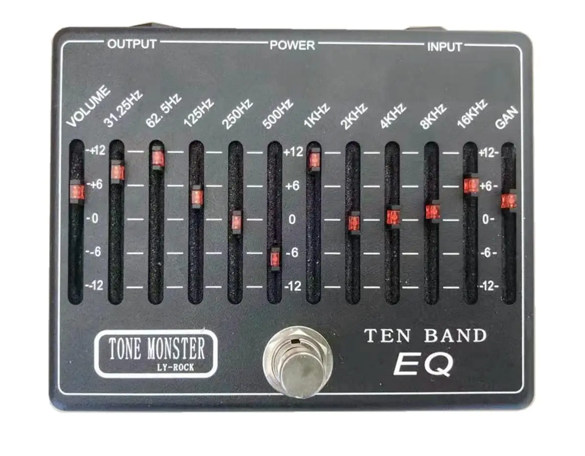 

LYR PEDALS ly rock,Guitar effect pedal Ten band EQ pedal,guitar10 band equalization classic effect pedal, black ,True bypass