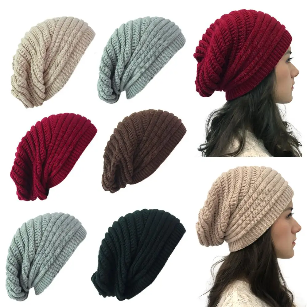 Winter Women Knitted Hat Beanie Women's Autumn Warmer Skull Cap Twist Stripes Double -deck Bonnet Femme Gorros Mujer New