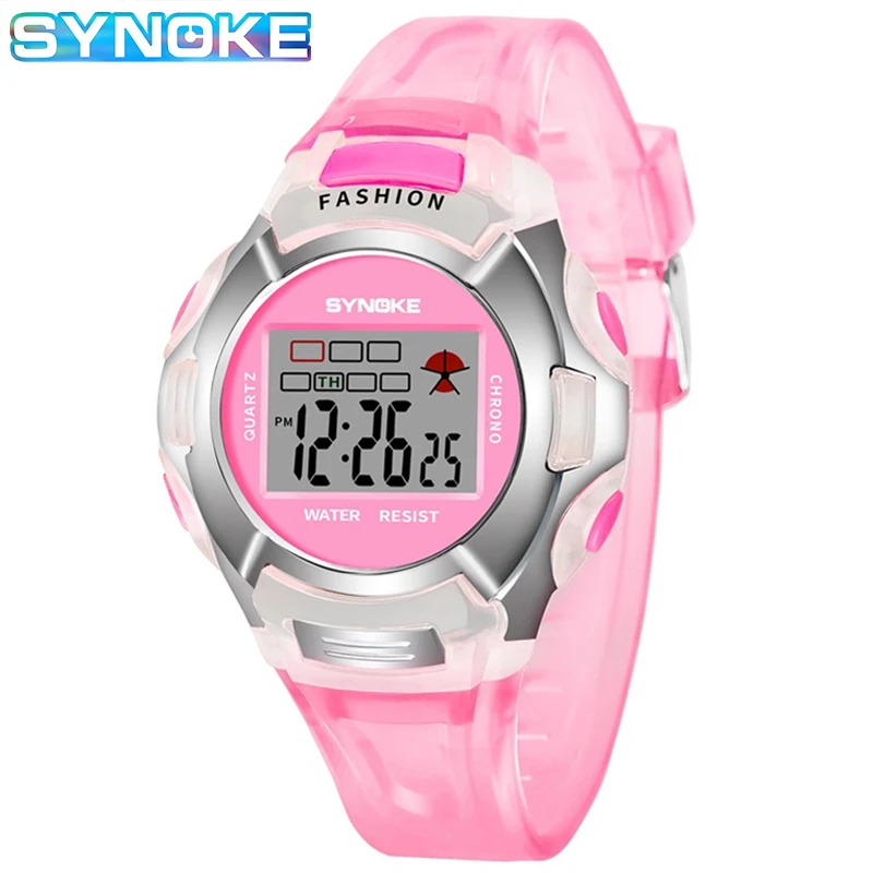 Montre numérique de sport pour enfants, étanche, avec alarme LED, horloge électronique, chronographe noir, pour filles