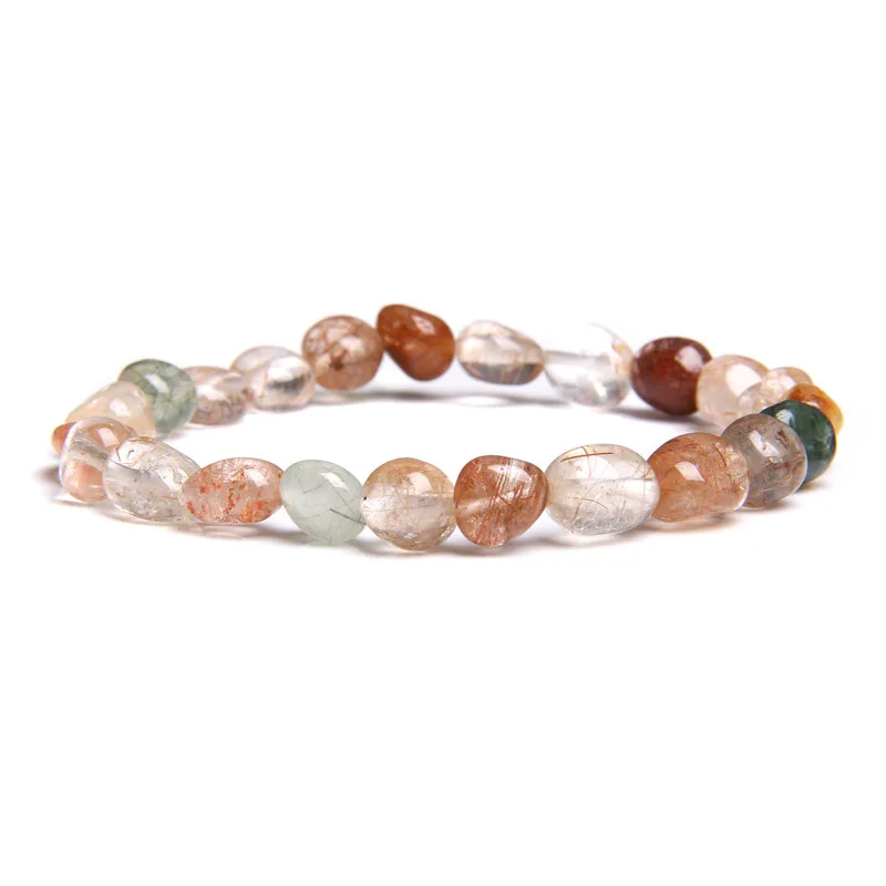 Pink Quartzs Chipped Gravel Beads Bracelets For Women Healing Reiki Irregular Crystal Natural Stone Bracelet Love Health Jewelry