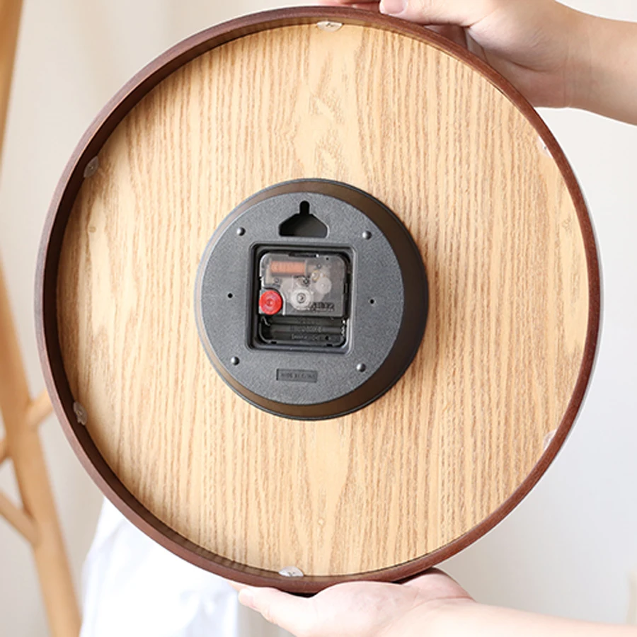 Creative Large Bamboo Wood Wall Clock Simple Modern Design Watch Living Room Wooden Clocks Silent No Glass Home Decor 14 inch
