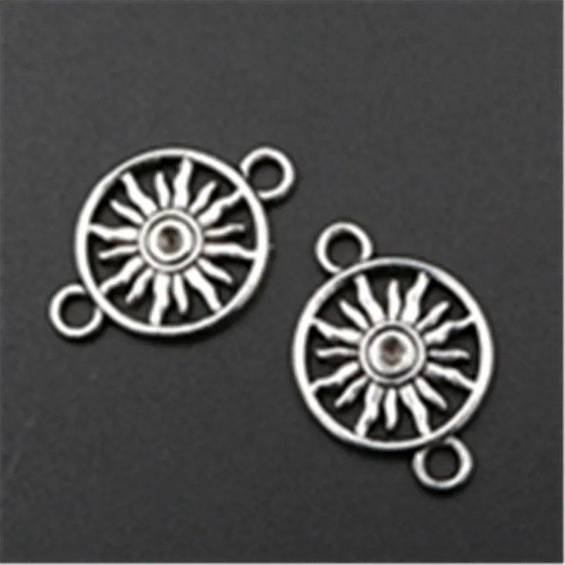 10pcs connettori solari Color argento antico per fare orecchini braccialetto regalo Charms fai da te gioielli moda artigianato risultati 23*16mm