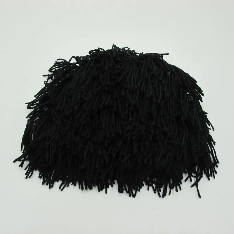 Bonnet en tricot fait à la main pour hommes et femmes, perruque Hobo Caveman, bonnet chaud, crânes tricotés, nouveaux cadeaux d\'Halloween,