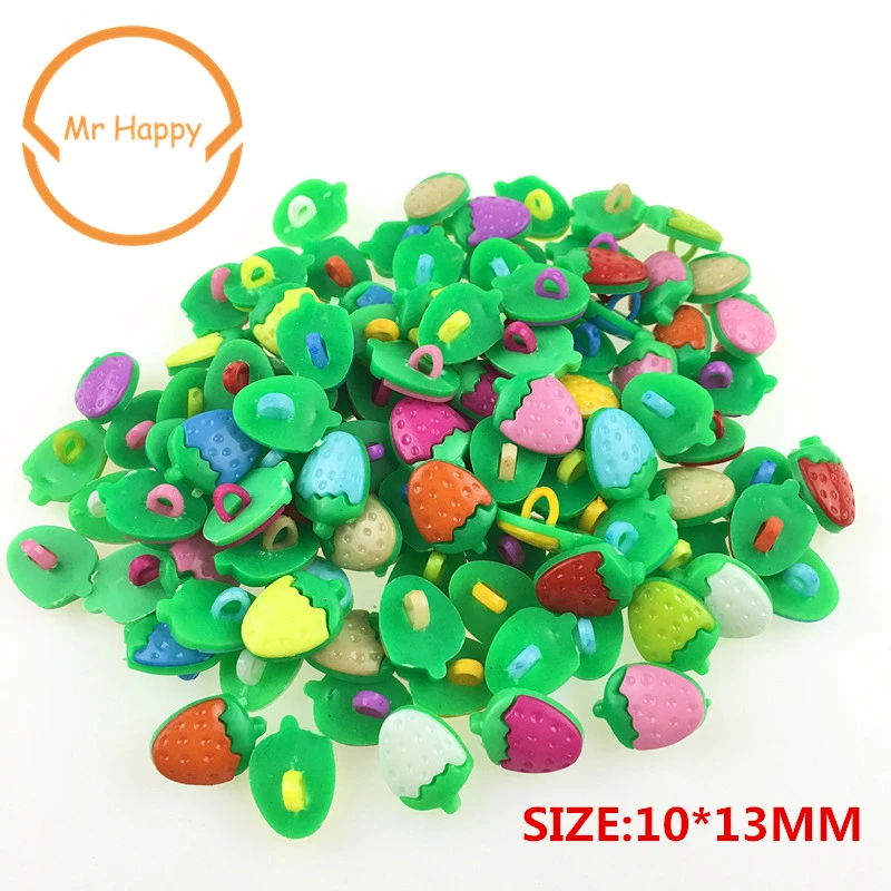 100PCs 13mm strawberry Mixed Colors Resin Buttons  for Sewing or Scrapbooking Garment Accessories