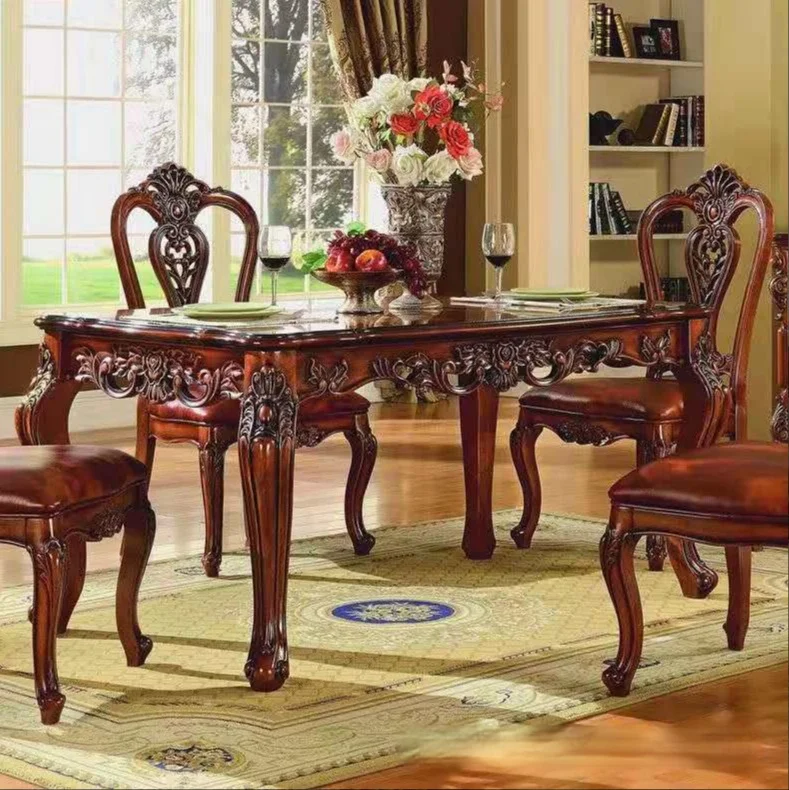 Solid wood dining table chair rectangular dining table marble dining table