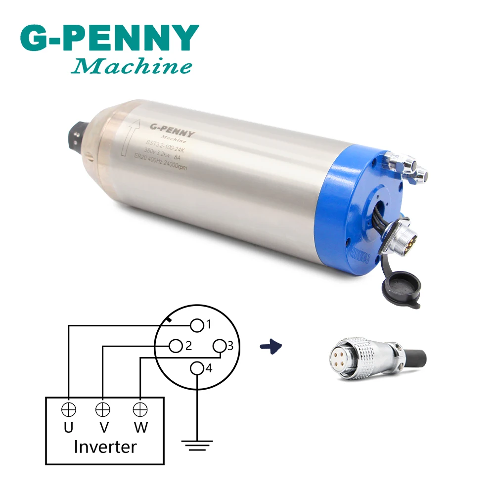 CNC Spindle Motor 220v / 380v  3.2KW ER20 4 Bearings 0.01mm accuracy Water Cooled Motor for CNC Router engraving Machine !