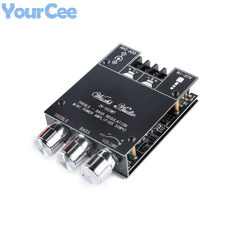 ZK-502MT 2*50W High Power Audio Stereo Subwoofer Amplifier Board Module ZK-502 2.0 Channel AUX Bass Treble AMP