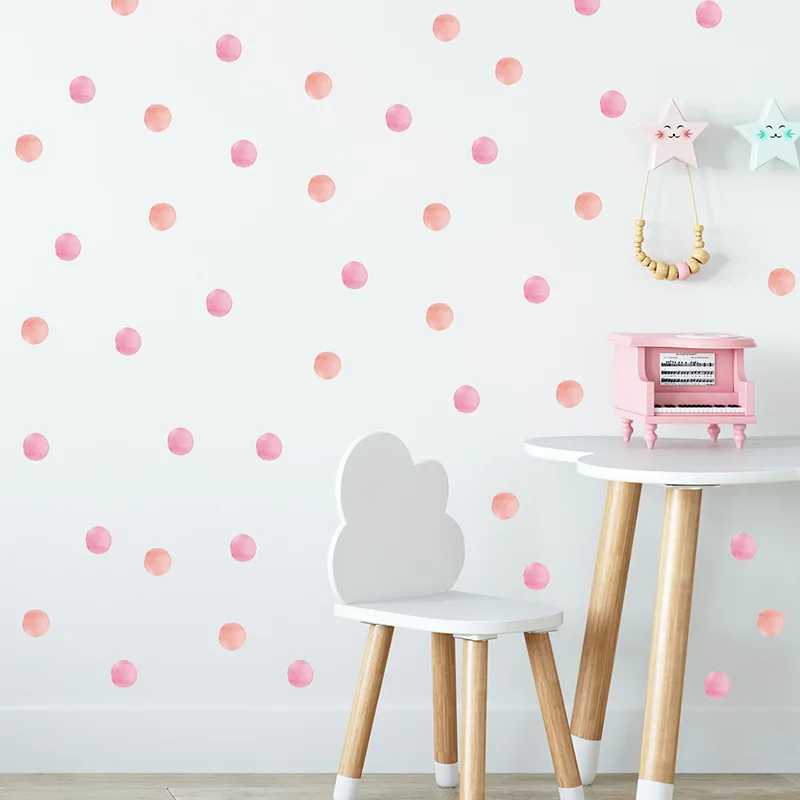 12Pcs/Set Pink Dots Wall Stickers Bedroom Kids Room Decoration Mural Home Decor Art Decals Removable Nursery Stickers Wallpaper